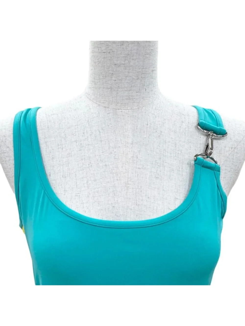 Louis Vuitton Logo Swimwear Swimsuit Dress Emerald Green Yellow Silver 40